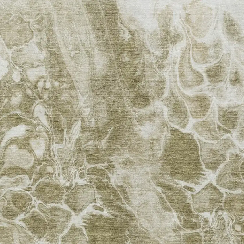 Khaki And Beige Abstract Washable Indoor Outdoor Area Rug Photo 3