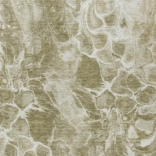 Khaki And Beige Abstract Washable Indoor Outdoor Area Rug Photo 1