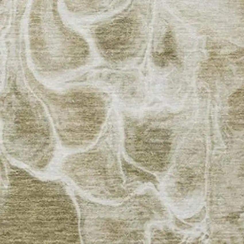 Khaki And Beige Abstract Washable Indoor Outdoor Area Rug Photo 3