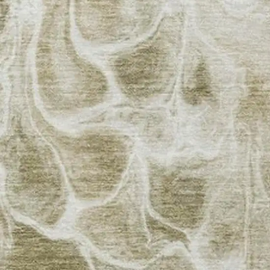 Khaki And Beige Abstract Washable Indoor Outdoor Area Rug Photo 3