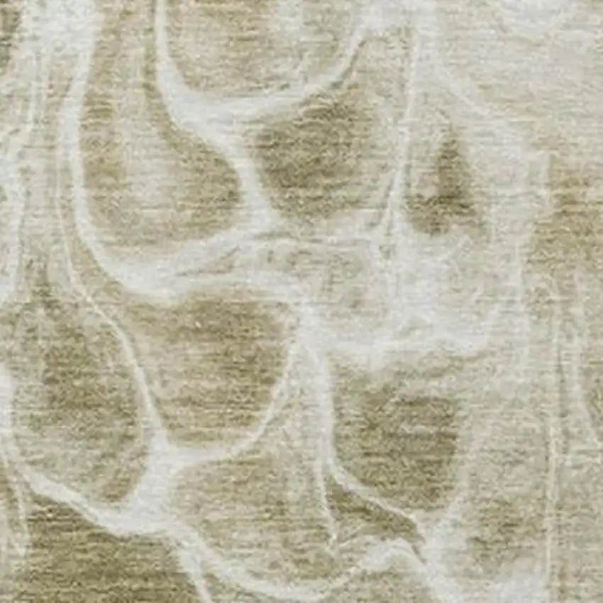 Khaki And Beige Abstract Washable Indoor Outdoor Area Rug Photo 3