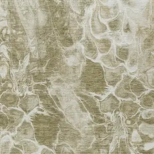 Photo of Khaki And Beige Abstract Washable Indoor Outdoor Area Rug