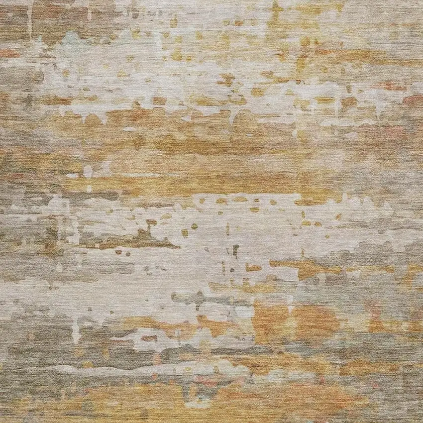 Khaki And Beige Abstract Washable Indoor Outdoor Area Rug Photo 3