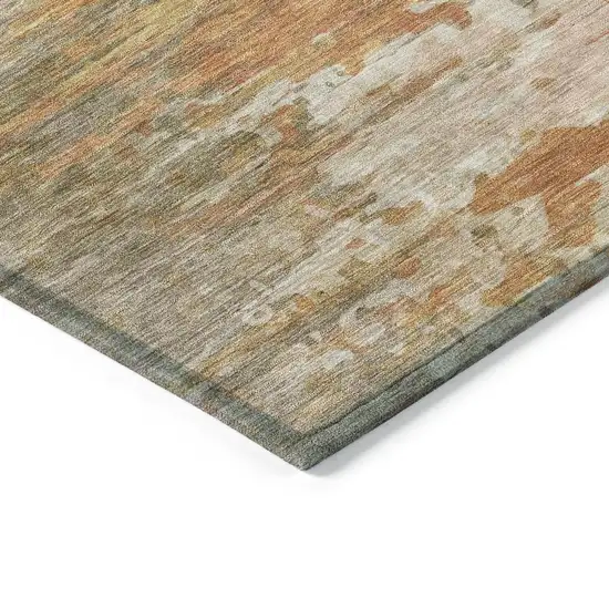 Khaki And Beige Abstract Washable Indoor Outdoor Area Rug Photo 6