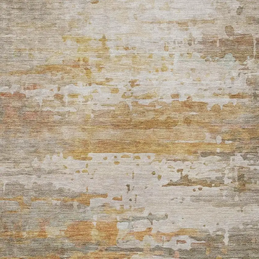 Khaki And Beige Abstract Washable Indoor Outdoor Area Rug Photo 7