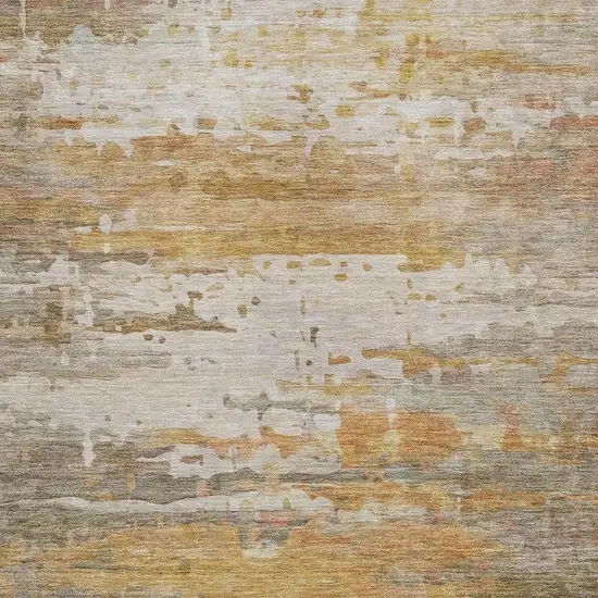 Khaki And Beige Abstract Washable Indoor Outdoor Area Rug Photo 3