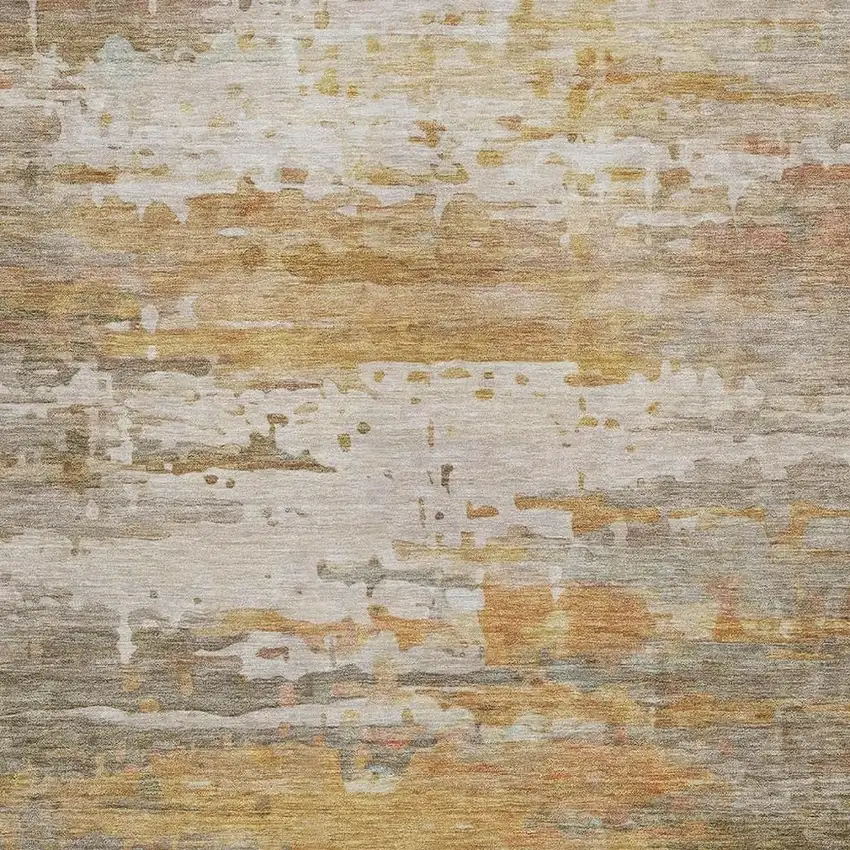 Khaki And Beige Abstract Washable Indoor Outdoor Area Rug Photo 3