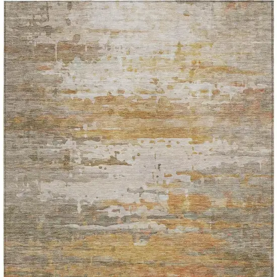 Khaki And Beige Abstract Washable Indoor Outdoor Area Rug Photo 3