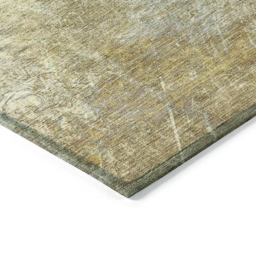 Khaki And Beige Abstract Washable Indoor Outdoor Area Rug Photo 5