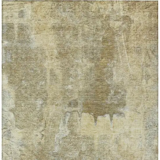 Khaki And Beige Abstract Washable Indoor Outdoor Area Rug Photo 5
