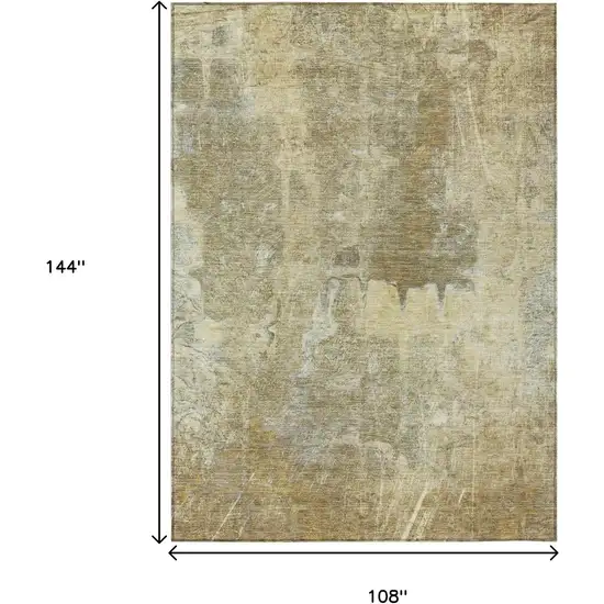 Khaki And Beige Abstract Washable Indoor Outdoor Area Rug Photo 3