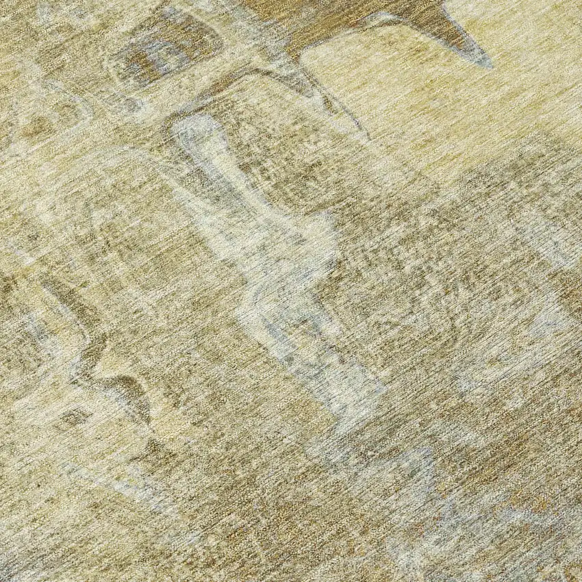 Khaki And Beige Abstract Washable Indoor Outdoor Area Rug Photo 8