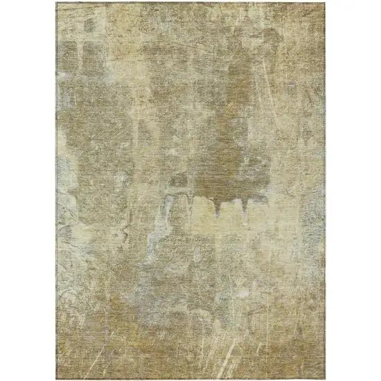 Khaki And Beige Abstract Washable Indoor Outdoor Area Rug Photo 2