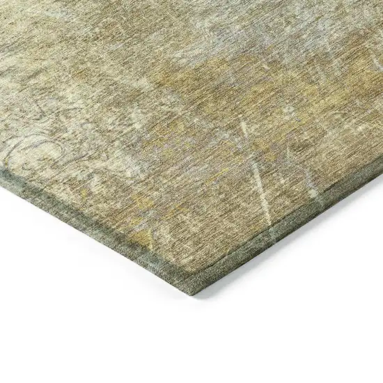 Khaki And Beige Abstract Washable Indoor Outdoor Area Rug Photo 6