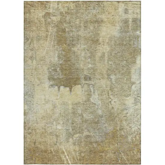 Khaki And Beige Abstract Washable Indoor Outdoor Area Rug Photo 5