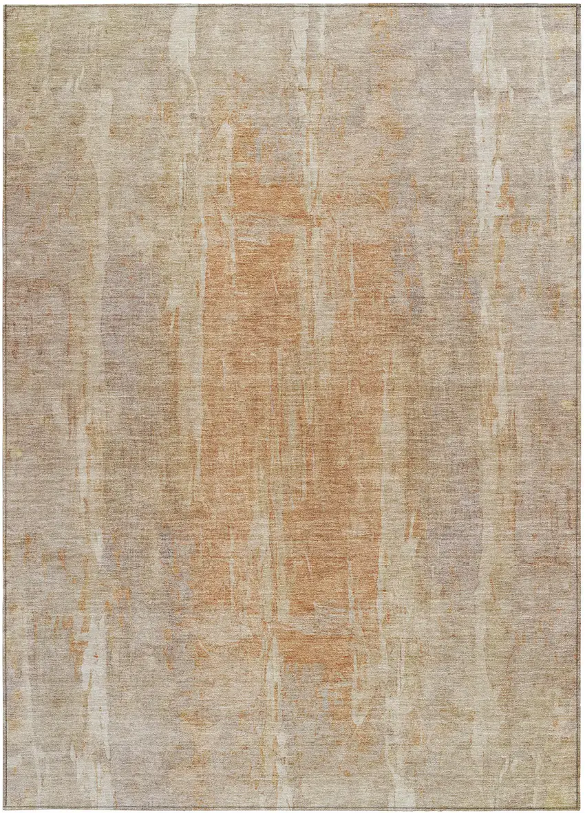 Khaki And Beige Abstract Washable Indoor Outdoor Area Rug Photo 4