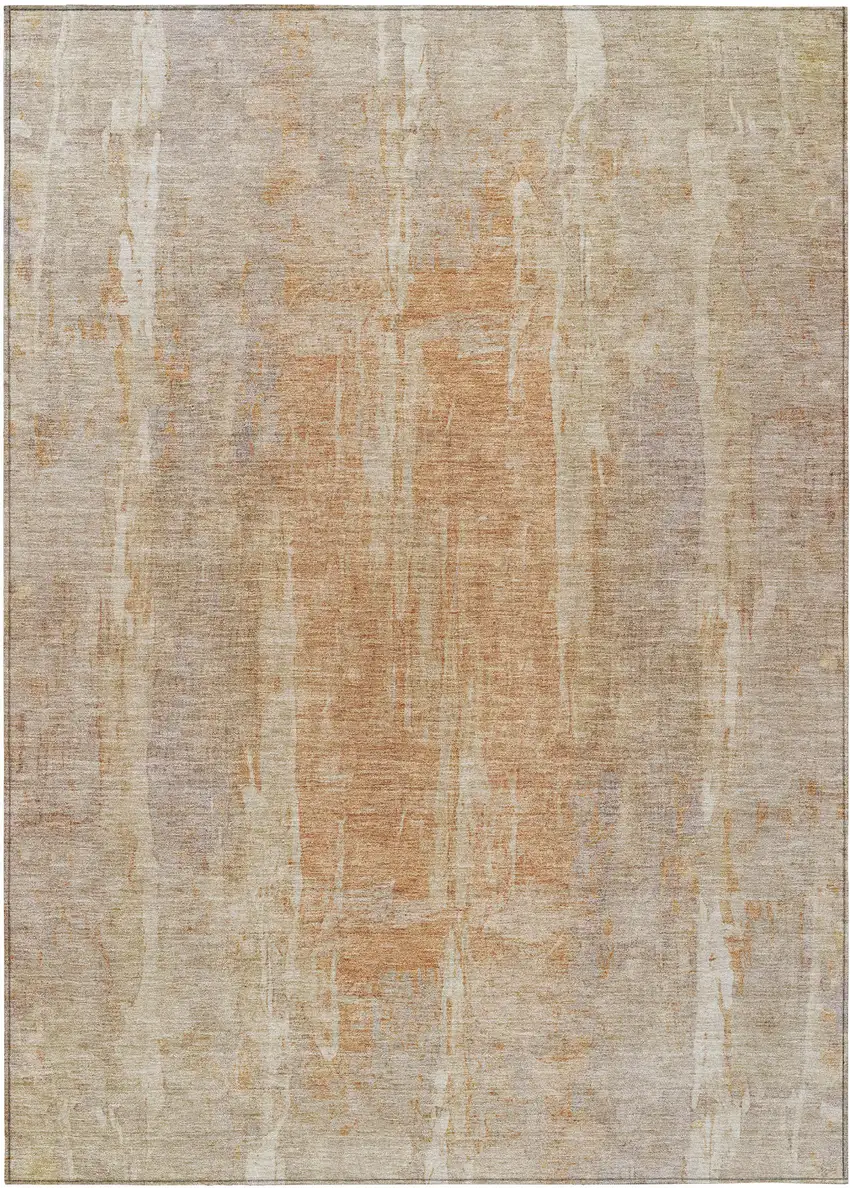 Khaki And Beige Abstract Washable Indoor Outdoor Area Rug Photo 2