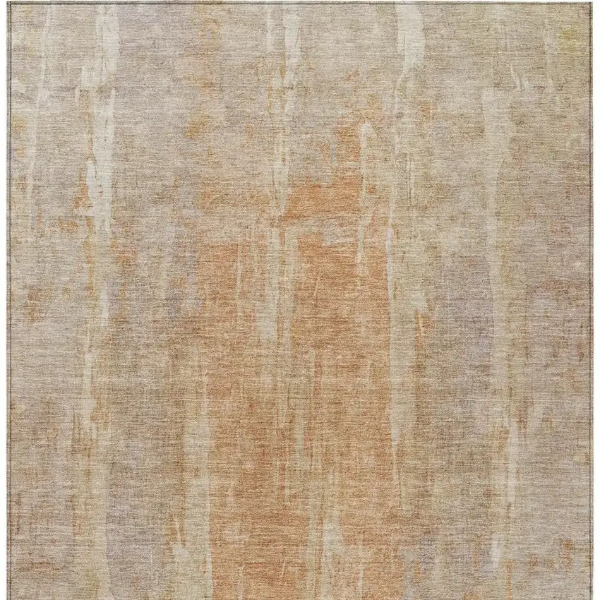 Khaki And Beige Abstract Washable Indoor Outdoor Area Rug Photo 6
