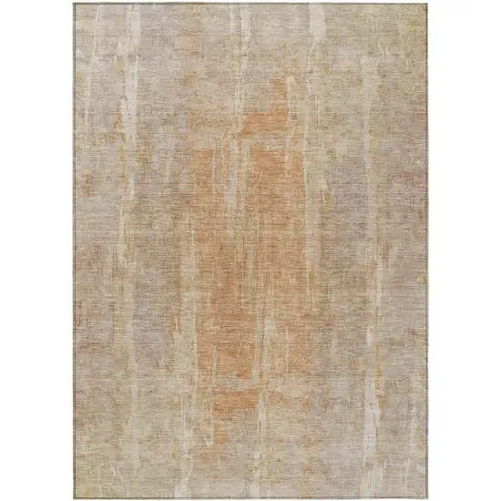 Khaki And Beige Abstract Washable Indoor Outdoor Area Rug Photo 2