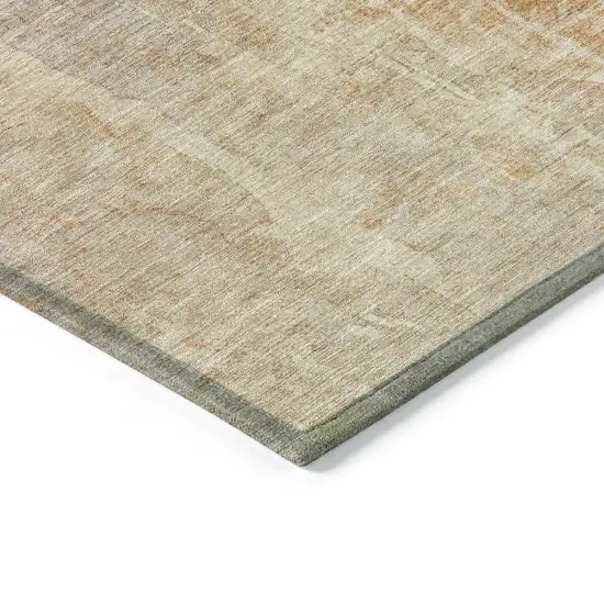 Khaki And Beige Abstract Washable Indoor Outdoor Area Rug Photo 5