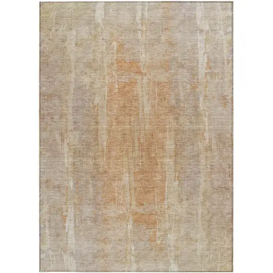 Khaki And Beige Abstract Washable Indoor Outdoor Area Rug Photo 4