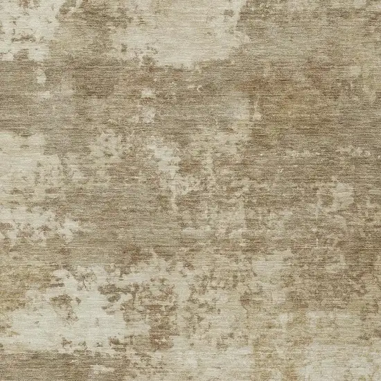Khaki And Beige Abstract Washable Indoor Outdoor Area Rug Photo 2