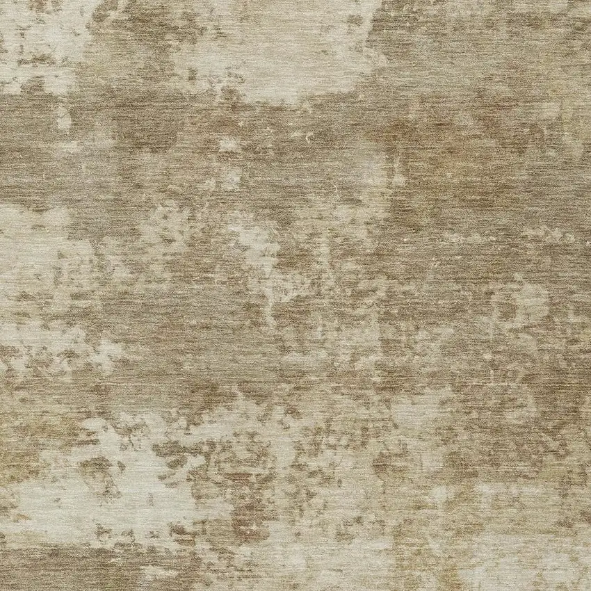Khaki And Beige Abstract Washable Indoor Outdoor Area Rug Photo 2