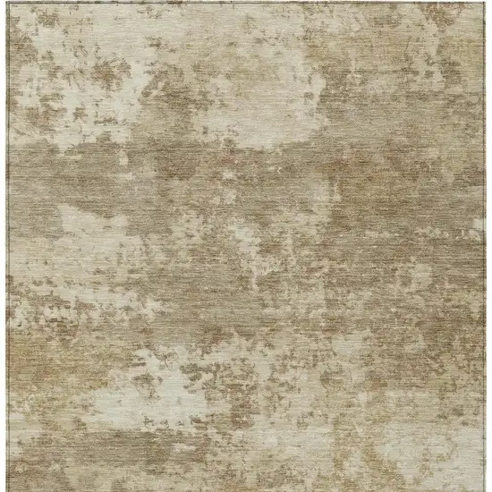 Khaki And Beige Abstract Washable Indoor Outdoor Area Rug Photo 3