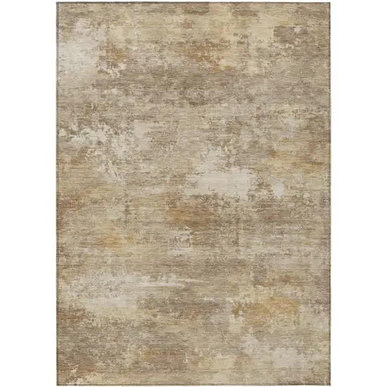 Khaki And Beige Abstract Washable Indoor Outdoor Area Rug Photo 2