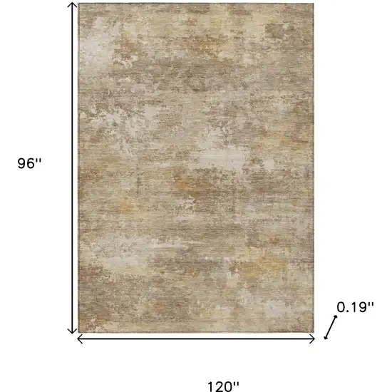 Khaki And Beige Abstract Washable Indoor Outdoor Area Rug Photo 3