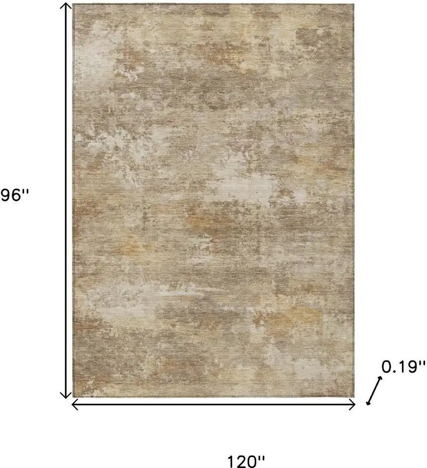 Khaki And Beige Abstract Washable Indoor Outdoor Area Rug Photo 3