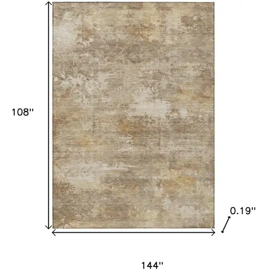 Khaki And Beige Abstract Washable Indoor Outdoor Area Rug Photo 3