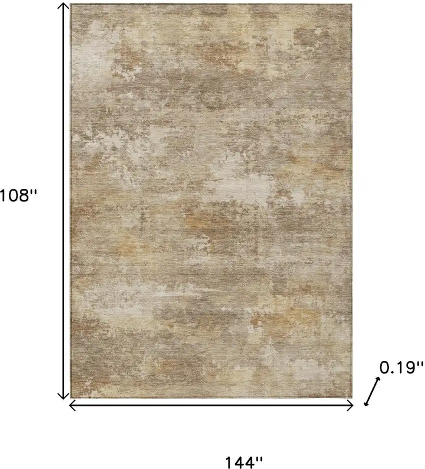 Khaki And Beige Abstract Washable Indoor Outdoor Area Rug Photo 3