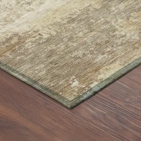 Khaki And Beige Abstract Washable Indoor Outdoor Area Rug Photo 9