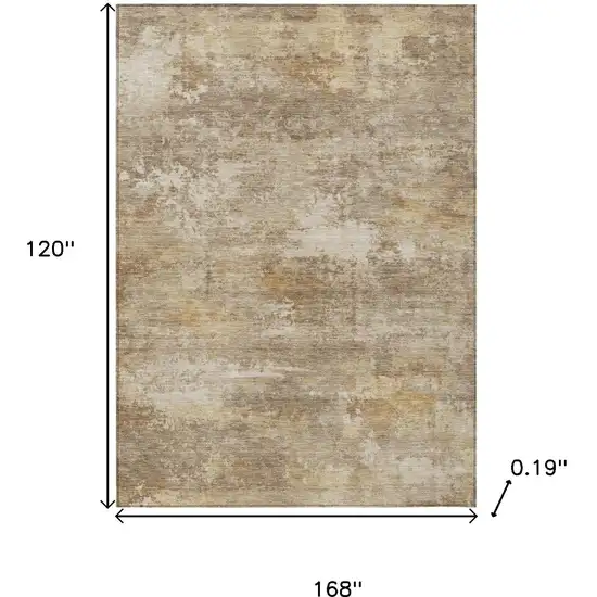 Khaki And Beige Abstract Washable Indoor Outdoor Area Rug Photo 3