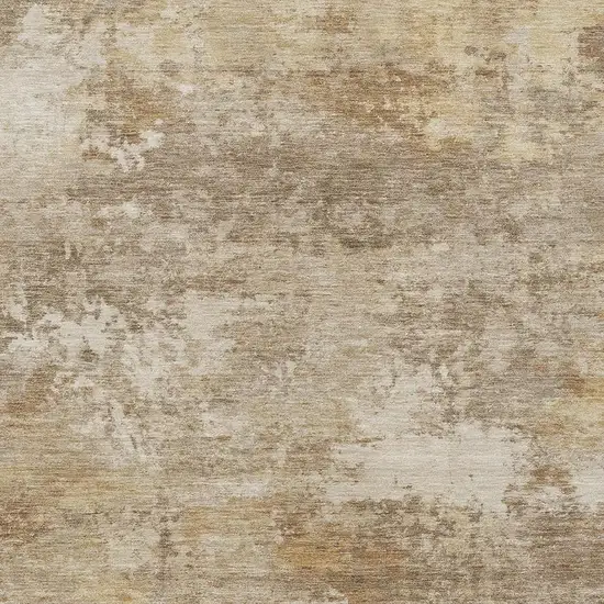 Khaki And Beige Abstract Washable Indoor Outdoor Area Rug Photo 5