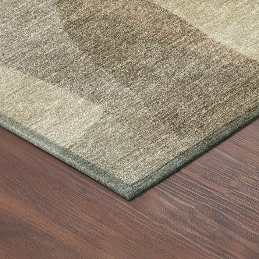 Khaki And Beige Abstract Washable Indoor Outdoor Area Rug Photo 8