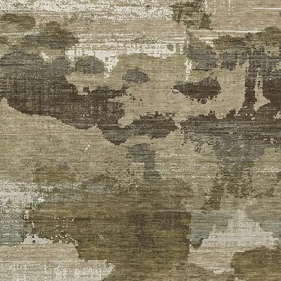 Khaki And Beige Abstract Washable Indoor Outdoor Area Rug Photo 2