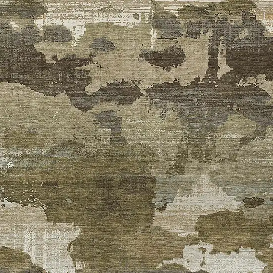 Khaki And Beige Abstract Washable Indoor Outdoor Area Rug Photo 2