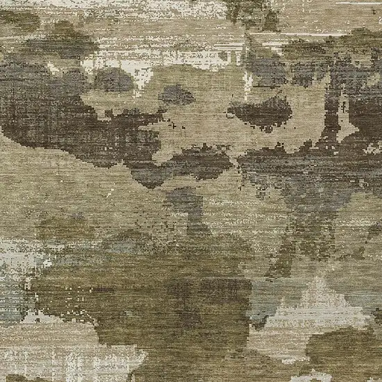 Khaki And Beige Abstract Washable Indoor Outdoor Area Rug Photo 2