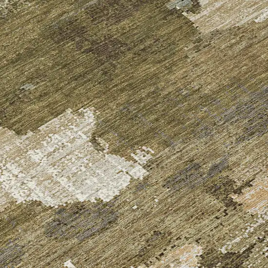 Khaki And Beige Abstract Washable Indoor Outdoor Area Rug Photo 9