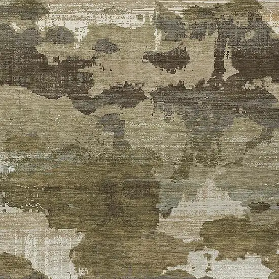 Khaki And Beige Abstract Washable Indoor Outdoor Area Rug Photo 2