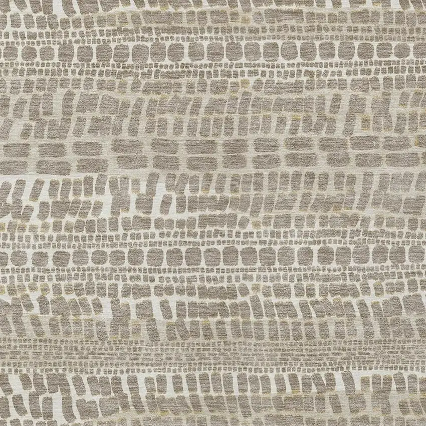 Khaki And Beige Abstract Washable Indoor Outdoor Area Rug Photo 2