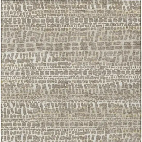 Khaki And Beige Abstract Washable Indoor Outdoor Area Rug Photo 3