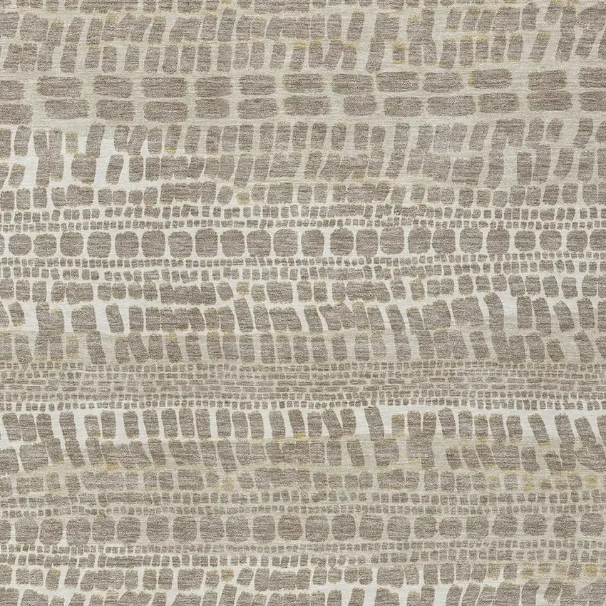 Khaki And Beige Abstract Washable Indoor Outdoor Area Rug Photo 2