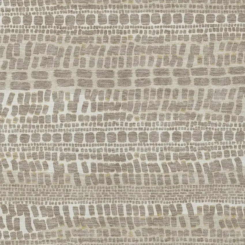 Khaki And Beige Abstract Washable Indoor Outdoor Area Rug Photo 2