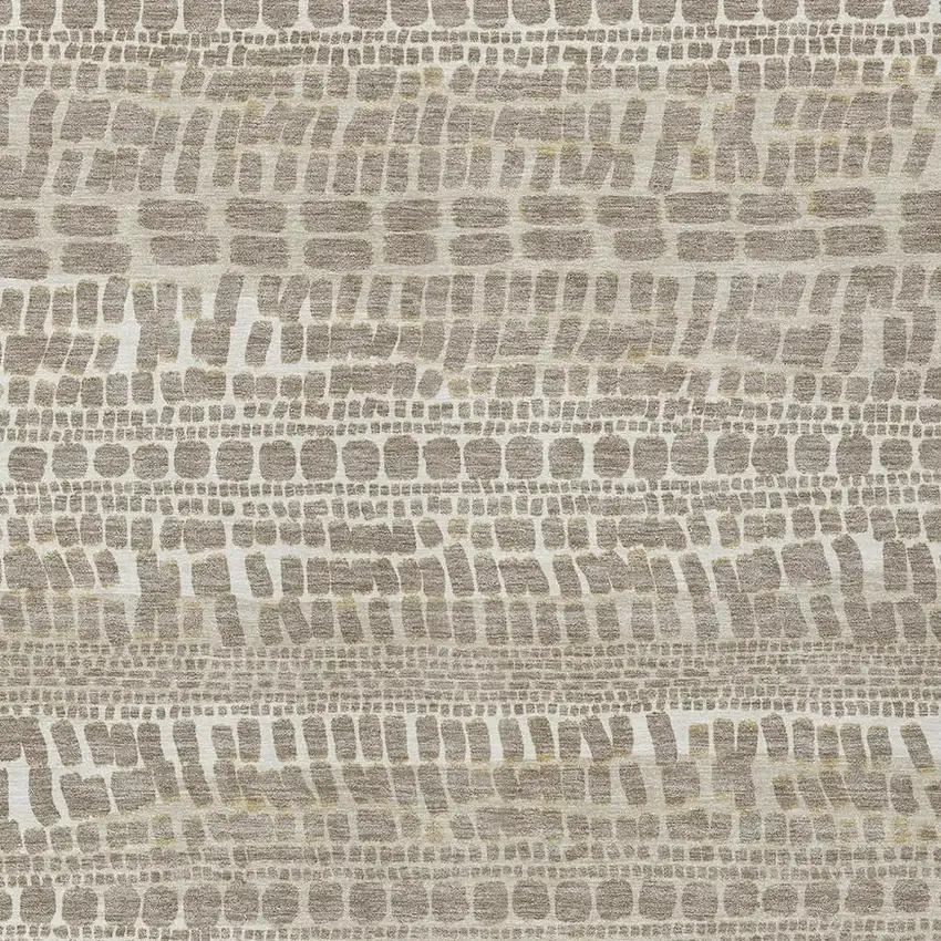 Khaki And Beige Abstract Washable Indoor Outdoor Area Rug Photo 2