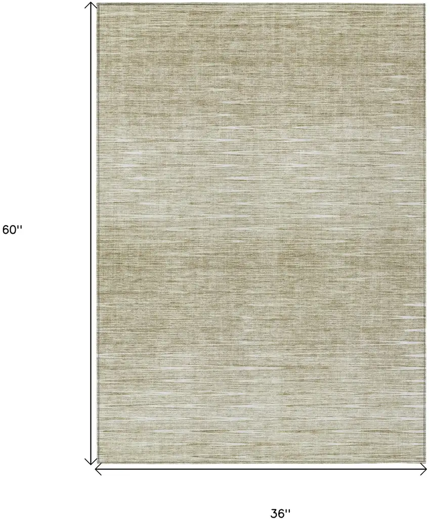 Khaki And Beige Abstract Washable Indoor Outdoor Area Rug Photo 7