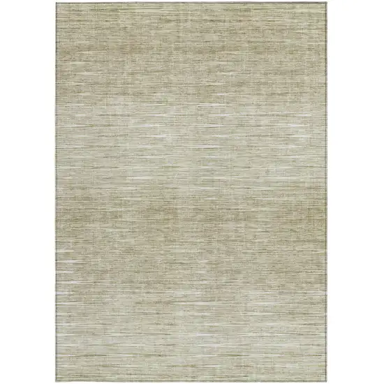 Khaki And Beige Abstract Washable Indoor Outdoor Area Rug Photo 6