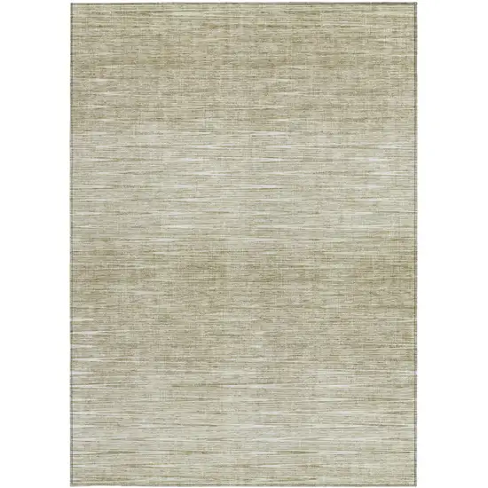 Khaki And Beige Abstract Washable Indoor Outdoor Area Rug Photo 6